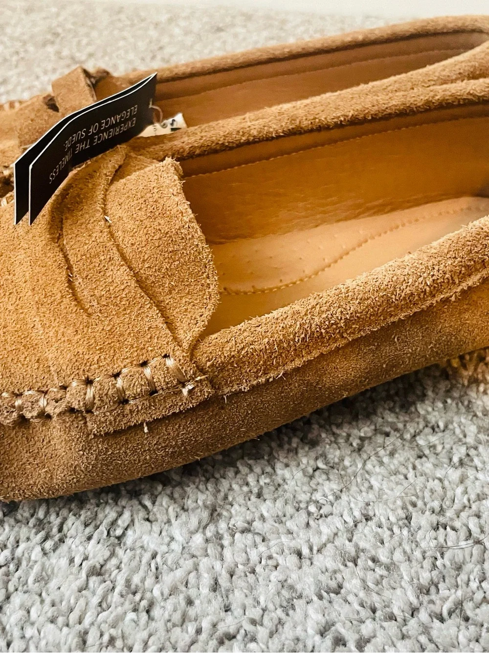 Tahari Suede Penny Loafers in Camel NWT